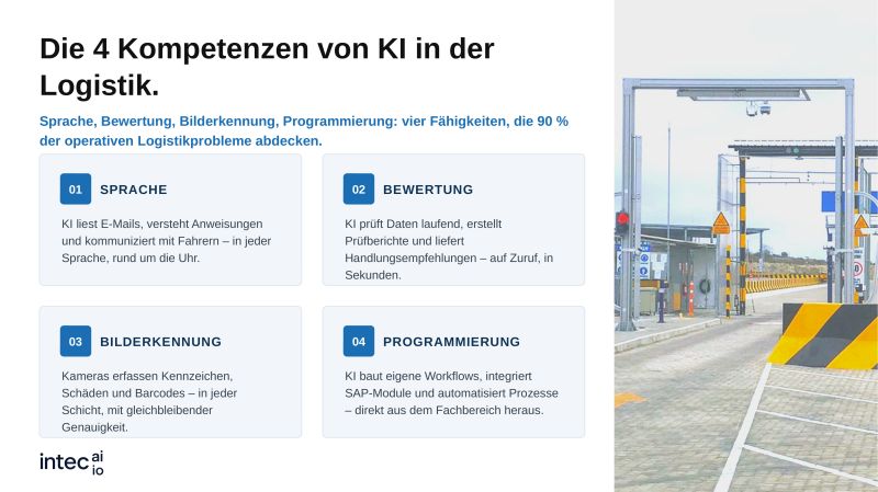 Diese Woche geht es um die Kernkompetenzen von  KI im Bereich der Logistik. Ich zeige …